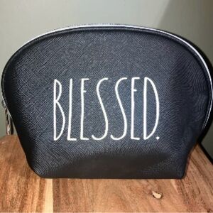 Rae Dunn Black 'Blessed' Cosmetic Bag, like new, never used.